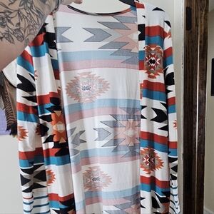 Colorful Geometric Patterned Cardigan